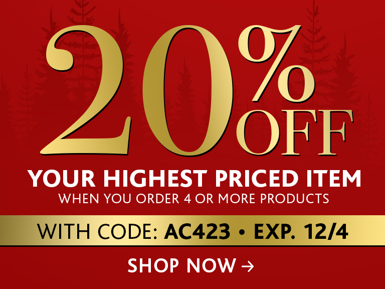 Take 20% Off Highest-Priced Item, 4+ Items! Use code: AC423. Ends 12/04/23. 
